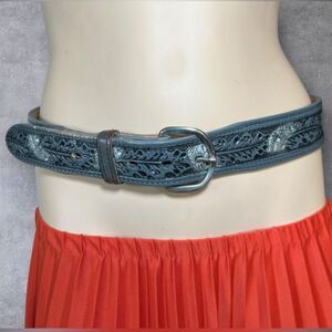 Vintage E & H Tooled Leather Belt – Made in USA 34"